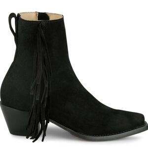 Justin 7" Suede Ankle Booties with Fringe Size 8.5